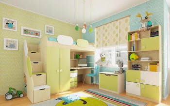 Детская комната Эппл (Зеленый/Белый/корпус Клен) в Барышево - baryshevo.mebel54.com | фото