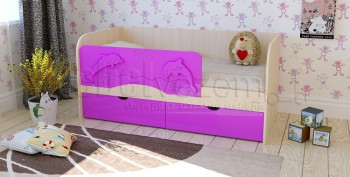 Друзья Кровать детская 2 ящика 1.6 Фиолетовый глянец в Барышево - baryshevo.mebel54.com | фото