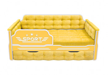 Кровать 170 серии Спорт 1 ящик 74 Жёлтый (мягкие боковые накладки) в Барышево - baryshevo.mebel54.com | фото