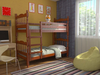 Кровать двухъярусная Соня из массива сосны 800*1890 Орех в Барышево - baryshevo.mebel54.com | фото