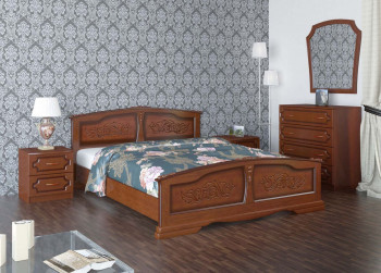 Кровать Елена из массива сосны 1200*2000 Орех в Барышево - baryshevo.mebel54.com | фото