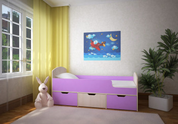 Кровать Малыш-мини Дуб молочный/Ирис в Барышево - baryshevo.mebel54.com | фото