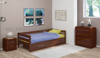 Кровать одинарная ГЛОРИЯ из массива сосны  900*2000 (Орех) в Барышево - baryshevo.mebel54.com | фото