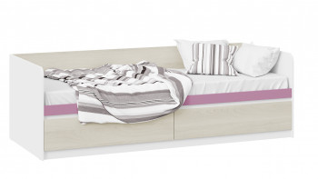 Кровать «Сканди» с 2 ящиками Дуб Гарден/Белый/Лиловый в Барышево - baryshevo.mebel54.com | фото