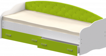 Кровать Софа-8 с мягкой спинкой (900х1900) Белый/Лайм в Барышево - baryshevo.mebel54.com | фото
