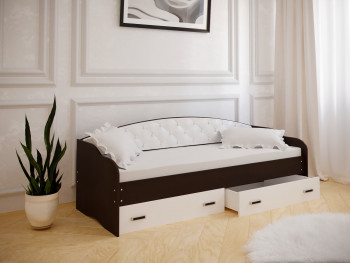 Кровать Софа-8 с мягкой спинкой (900х1900) Венге/ Белый в Барышево - baryshevo.mebel54.com | фото