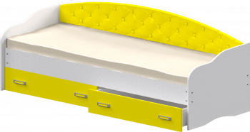 Кровать Софа-8 с мягкой спинкой (900х2000) Белый/Желтый в Барышево - baryshevo.mebel54.com | фото