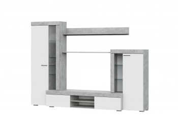 Мебель для гостиной МГС 5 Цемент светлый / Белый в Барышево - baryshevo.mebel54.com | фото