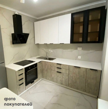 Модульная кухня Норд 1,6 м (Софт даймонд/Камень беж/Белый) в Барышево - baryshevo.mebel54.com | фото