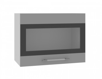 Норд ШВГС 600 Шкаф верхний горизонтальный со стеклом (Софт черный/корпус Белый) в Барышево - baryshevo.mebel54.com | фото