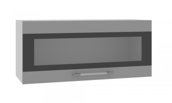 Норд ШВГС 800 Шкаф верхний горизонтальный со стеклом (Софт черный/корпус Белый) в Барышево - baryshevo.mebel54.com | фото