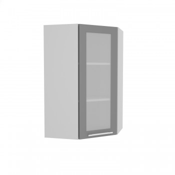 Норд ШВУС 600Н Шкаф верхний угловой (премьер) высокий (Софт черный/корпус Белый) в Барышево - baryshevo.mebel54.com | фото