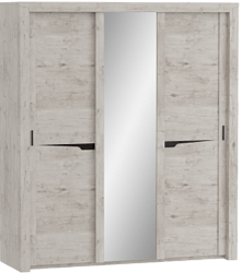 Шкаф трехдверный Соренто с раздвижными дверями Дуб бонифаций/Кофе структурный матовый в Барышево - baryshevo.mebel54.com | фото