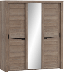 Шкаф трехдверный Соренто с раздвижными дверями Дуб стирлинг/Кофе структурный матовый в Барышево - baryshevo.mebel54.com | фото